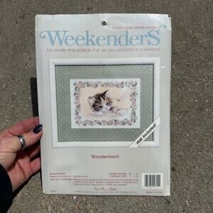 Vintage Weekenders Countless Cross Stitch Kit Cat Kitten Red Farm Studio NEW